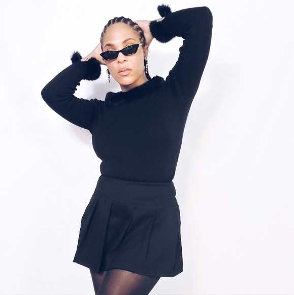 Joseph A Sweaters - Fur Trimmed Sweater